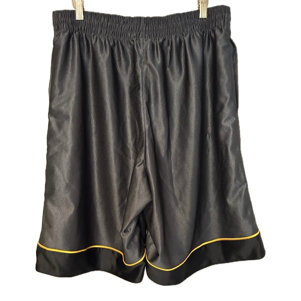 VTG 90s Nike Gay Label Basketball Silky Shorts Gray/Black/Yellow. Men's Size L - Picture 10 of 11